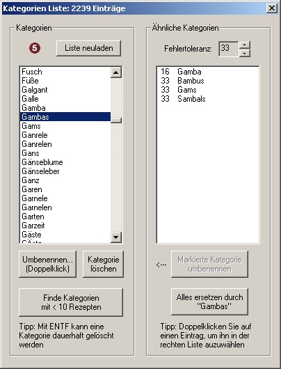 Screenshot Kategorienpflege